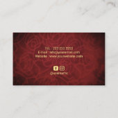 Burgundy Red Velvet Gold Label Makeup Hair Salon Business Card (Back)