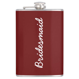 Burgundy Red Wedding Bridal Bridesmaid Gift Favor Flask