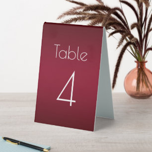 Burgundy Red Wedding Number Table Tent