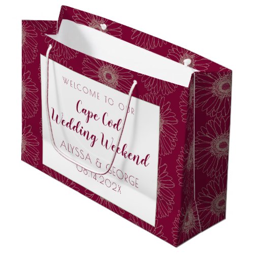 Burgundy Red Wedding Welcome Paper Gift Bag