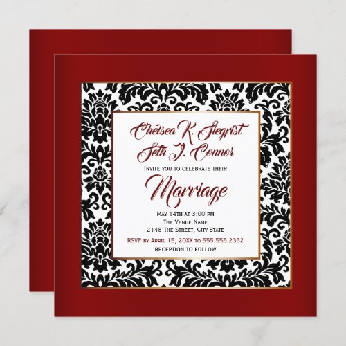 Burgundy Red White and Black Invitation