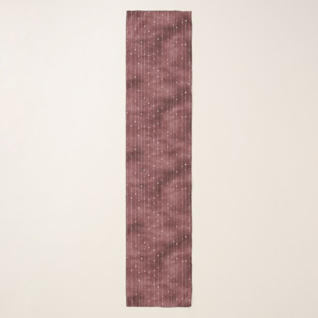 Burgundy Red White Dot Stripes Scarf (Front)
