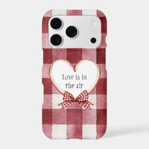 Burgundy Red White Heart Ribbon Love iPhone 17 Pro Case