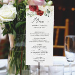 Burgundy Red White Roses Floral Eucalyptus Wedding Menu<br><div class="desc">Burgundy Red White Roses Floral Eucalyptus Wedding Menu Card. For further customization,  please click the "customize further" link and use our design tool to modify this template. If you need help or matching items,  please contact me.</div>