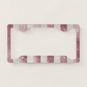 Burgundy Red White Stripes Sparkle License Plate Frame