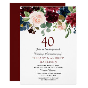 40th anniversary wedding invitations zazzle