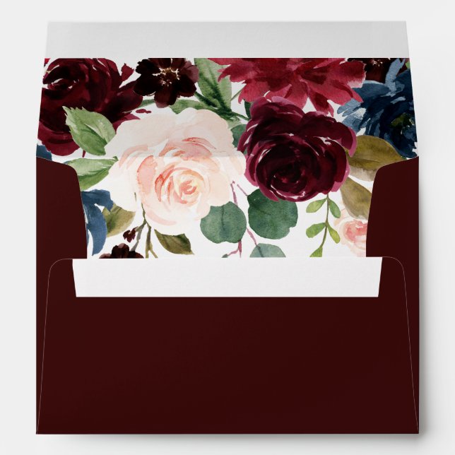 Burgundy Red Wine Floral Fall Spring All Events Envelope (Back (Bottom))