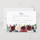 Burgundy Red Wine Flowers Elegant Wedding RSVP