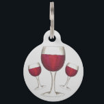 Burgundy Red Wine Glass Merlot Cabernet Pet ID Tag<br><div class="desc">Pet tag design features an original illustration of a glass of red wine. Just personalize with the name of your dog or cat. Lots of coordinating pet products are also available from this shop! Don't see exactly what you're looking for? Contact Rebecca to have a product customized just for you!...</div>