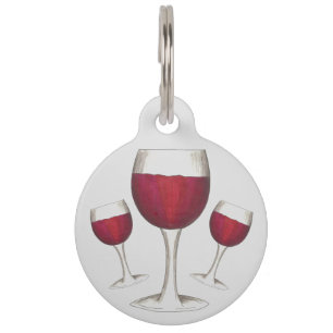 Burgundy Red Wine Glass Merlot Cabernet Pet ID Tag