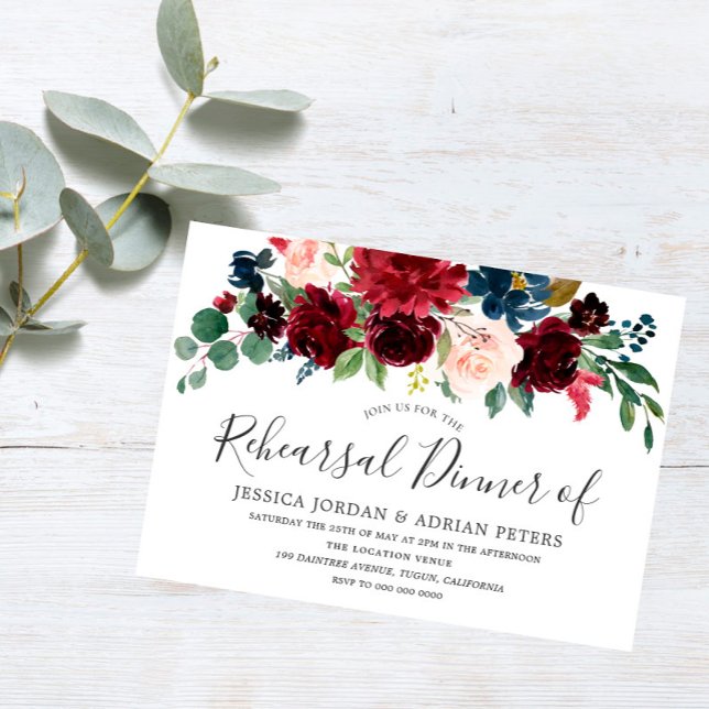 Burgundy Red Wine Modern Rehearsal Dinner Invite (Creator Uploaded)