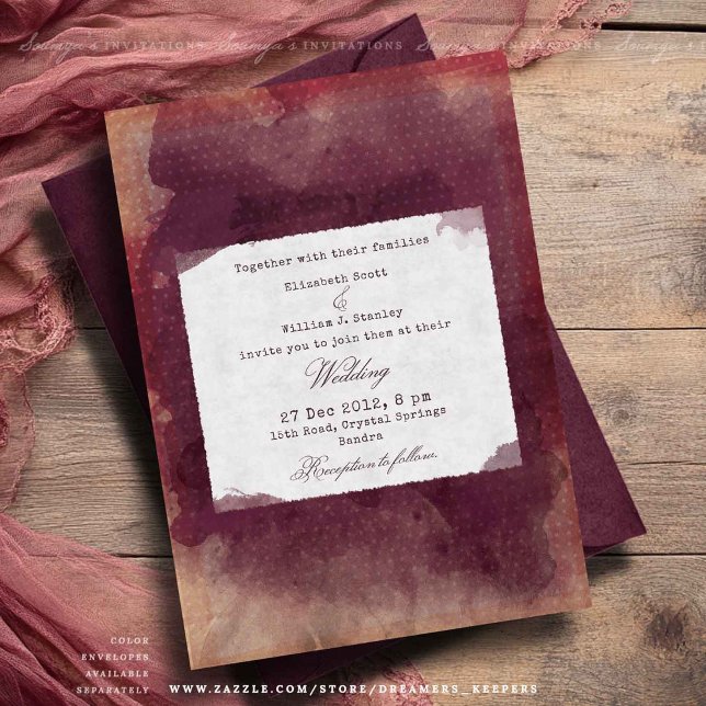 Burgundy Red Wine Rustic Vintage Vineyard Wedding Invitation (Creator Uploaded)