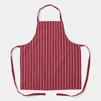 Burgundy Red with White Pinstripe Pattern Apron