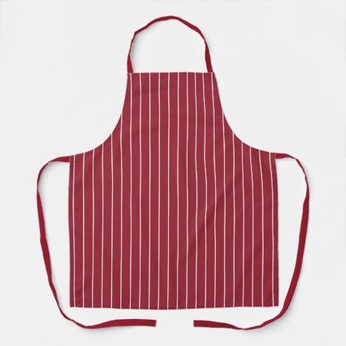 Burgundy Red with White Pinstripe Pattern Apron