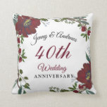 Burgundy Red Wreath 40th Wedding Anniversary Gift Throw Pillow<br><div class="desc">Burgundy Red Wreath 40th Wedding Anniversary Gift

See matching invitation and collection in Niche and Nest Store</div>