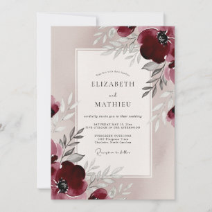 Burgundy Refined Romantic Wedding Invitation