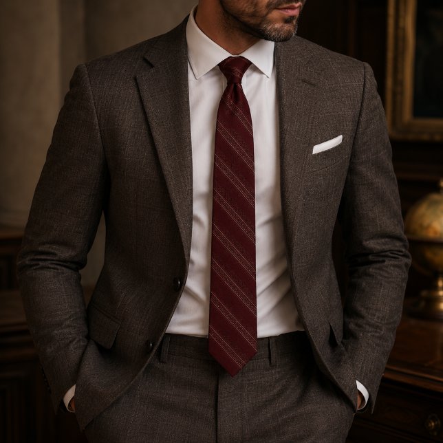 Burgundy Regency Stripe Neck Tie (Creator Uploaded)