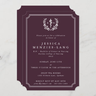 Burgundy Registered Nurse Asclepius Graduation Invitation