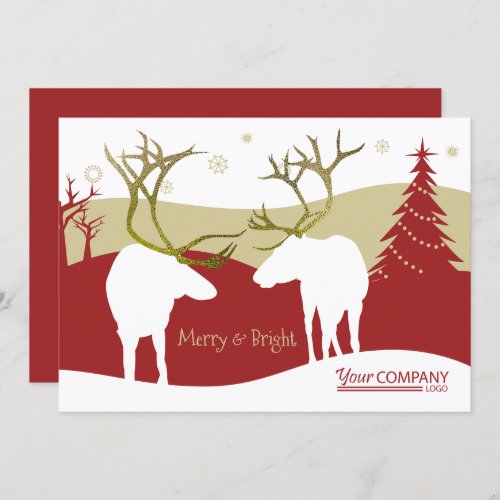 Burgundy Reindeer Company Holiday Card