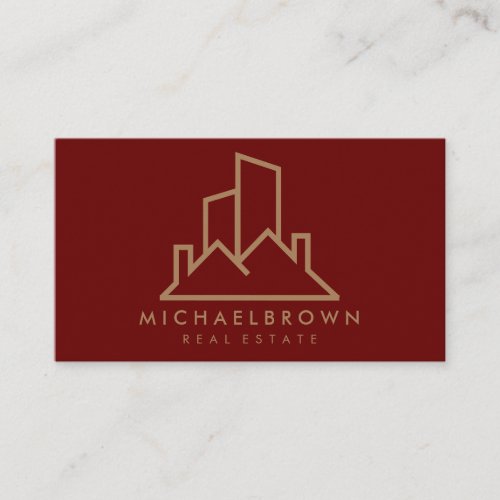 Burgundy Rent House Real Estate Home Roof Abstract Business Card