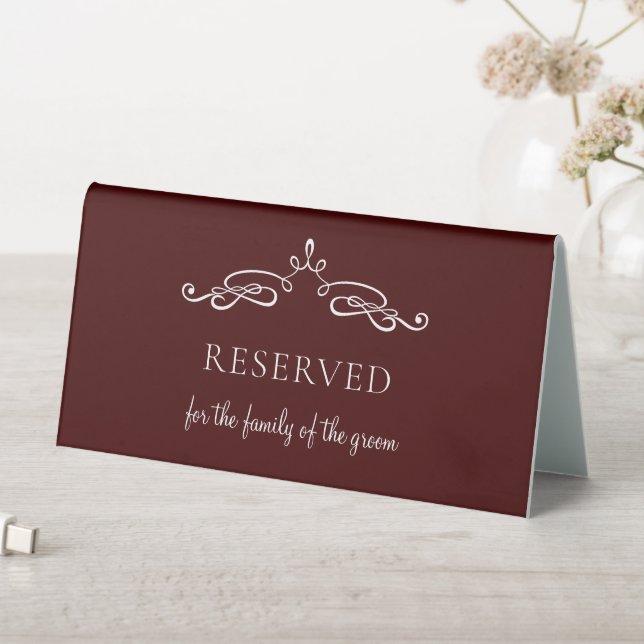 Burgundy Reserved Wedding Table Sign (In SItu (Table))