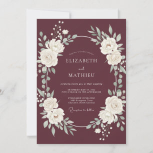 Burgundy Resplendent Winter Wedding Invitation
