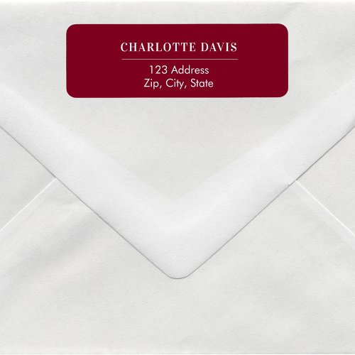 Burgundy return address  label