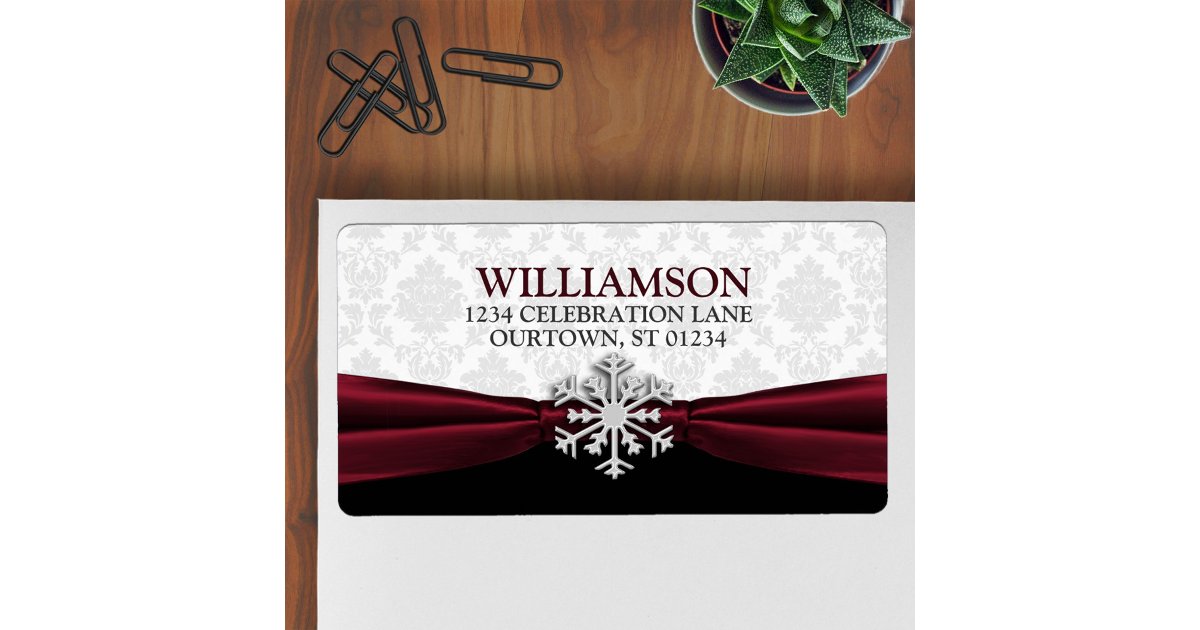Burgundy Ribbon Address Labels | Zazzle