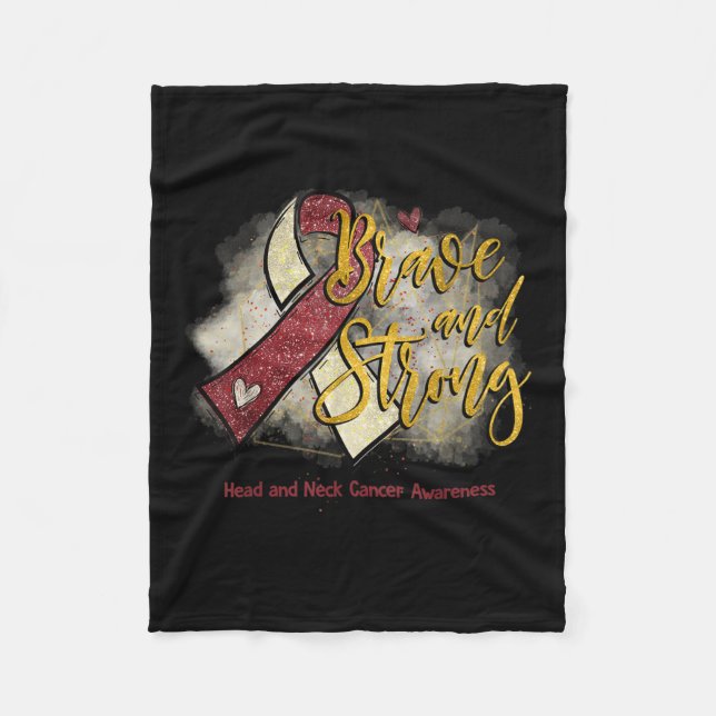 Burgundy Ribbon Brave And Strong Head Neck Cancer  Fleece Blanket (Front)