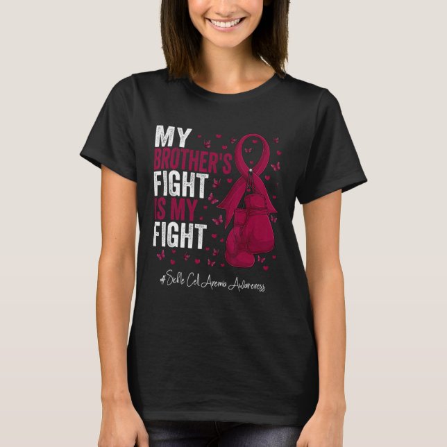 Burgundy Ribbon Brother Sickle Cell Anemia Awarene T-Shirt (Front)