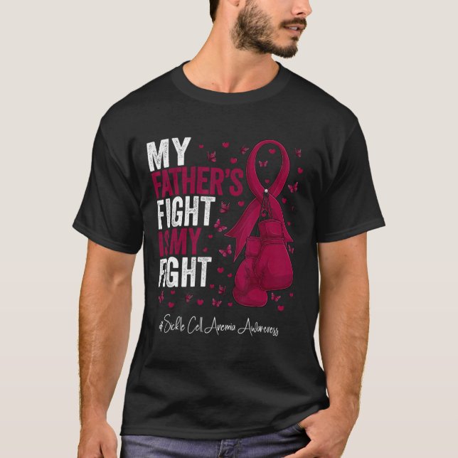Burgundy Ribbon Father Sickle Cell Anemia Awarenes T-Shirt (Front)