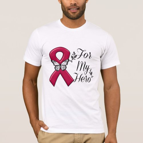 Burgundy Ribbon For My Hero T_Shirt