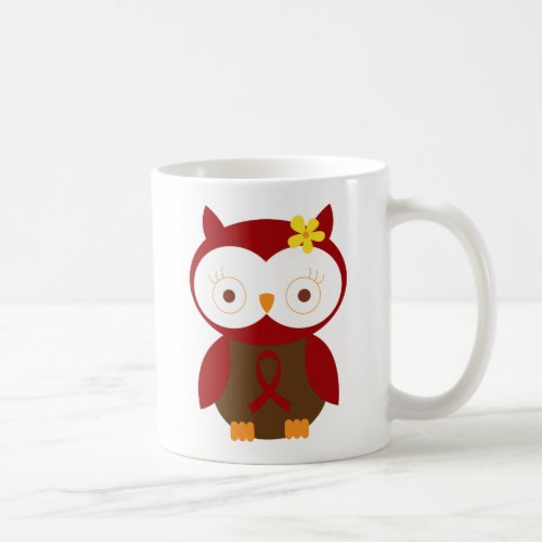 Burgundy Ribbon Owl Awareness Coffee Mug