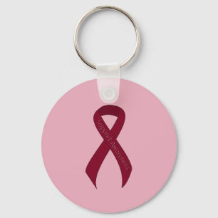 Burgundy Ribbon Support Awareness Keychain
