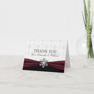 Burgundy Ribbon Thank You Card