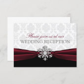 Burgundy Ribbon Winter Wedding Reception Invitation (Front/Back)
