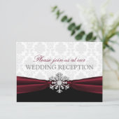 Burgundy Ribbon Winter Wedding Reception Invitation (Standing Front)