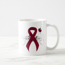 Burgundy Ribbon with Butterfly Coffee Mug