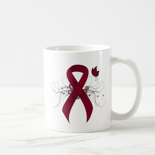 Burgundy Ribbon with Butterfly Coffee Mug