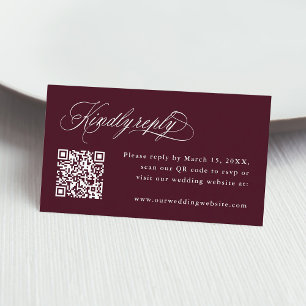 Burgundy Romantic Calligraphy Wedding RSVP Enclosure Card