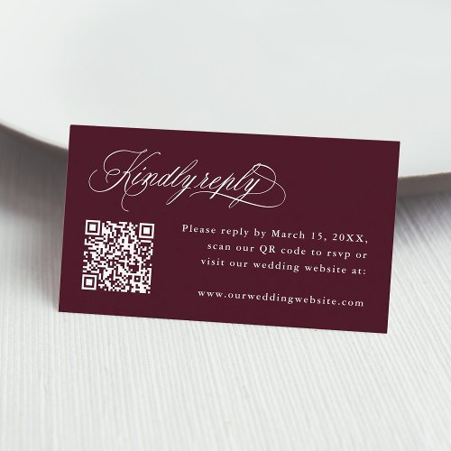 Burgundy Romantic Calligraphy Wedding RSVP  Enclosure Card