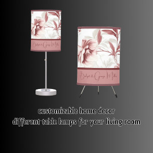 burgundy romantic floral anemone boquet table lamp