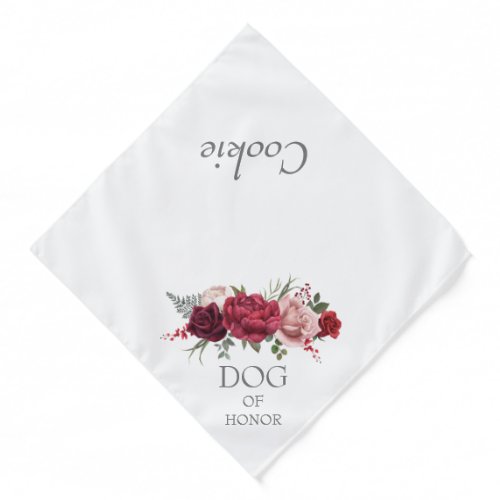 Burgundy Rose Bouquet Wedding Dog Of Honor Pet Bandana