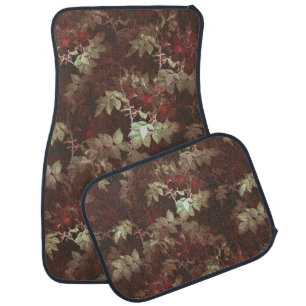 Burgundy Rose Bush Floral Thorns Car Floor Mat
