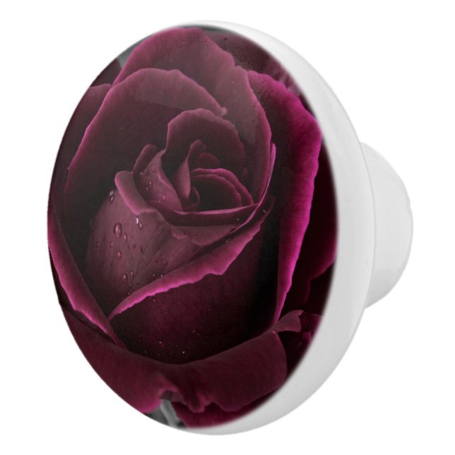 Burgundy Rose Ceramic Knob (Right)
