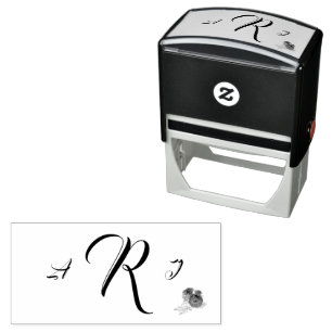 Burgundy Rose-Corsage Monogrammed Self-inking Stamp