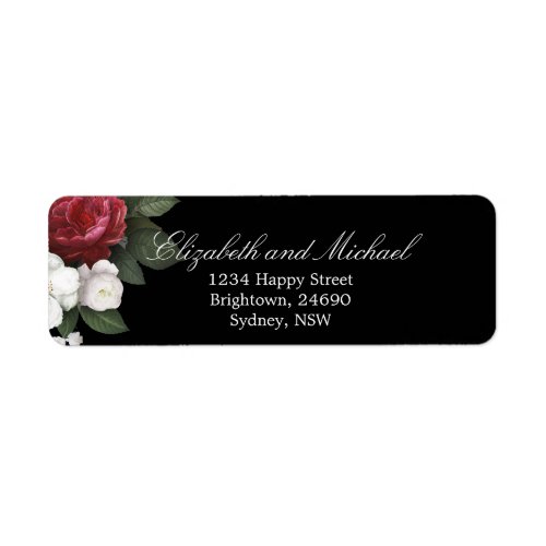 Burgundy Rose Elegant Modern Chic Wedding Label