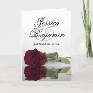 Burgundy Rose Elegant Romantic Photo Wedding Invitation
