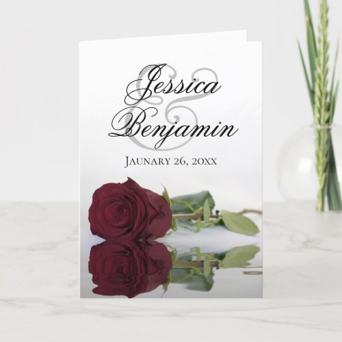 Burgundy Rose Elegant Romantic Photo Wedding Invitation