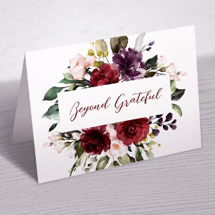 Burgundy Rose Folded Thank You Card